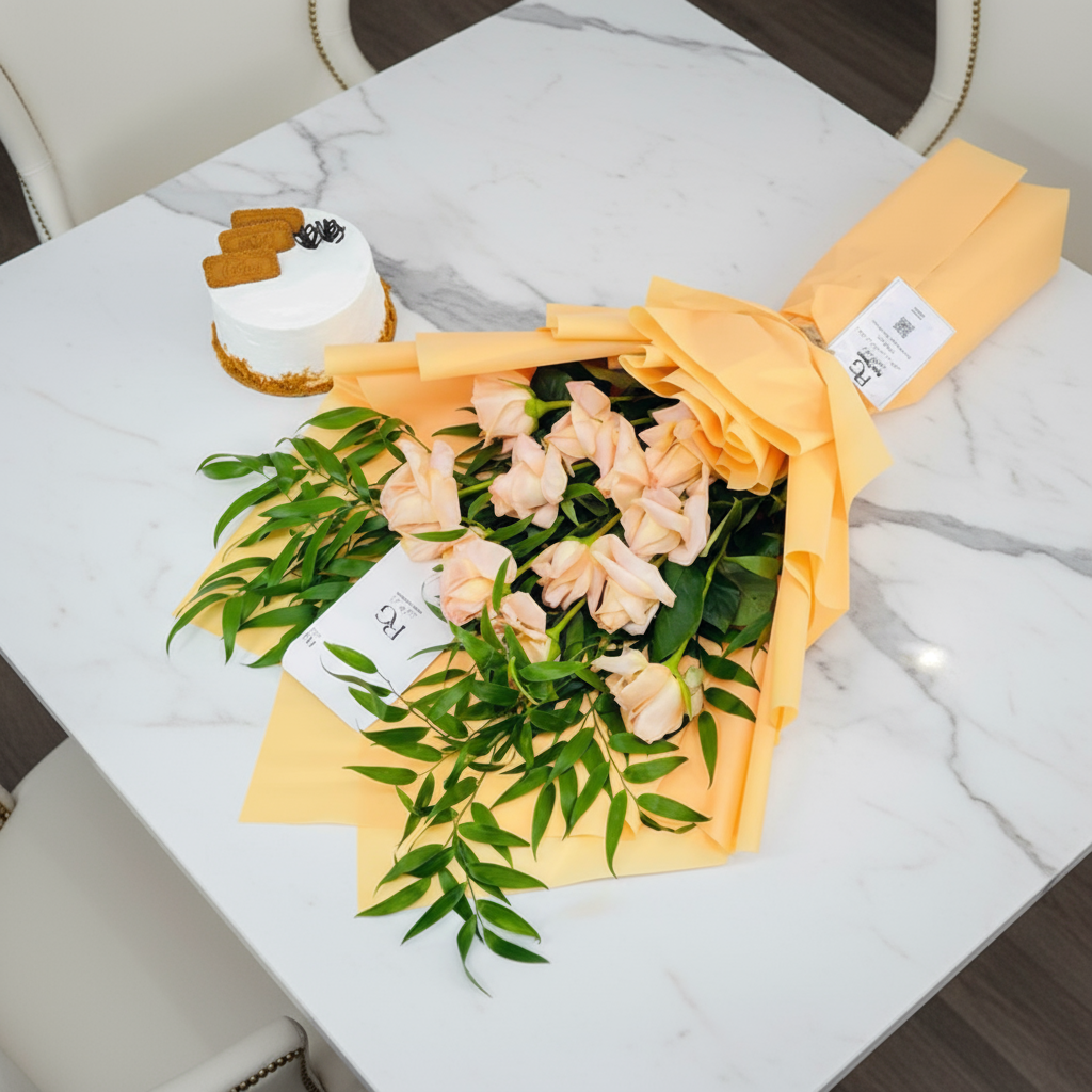 كيكة اللوتس مع ورد رقم.7695