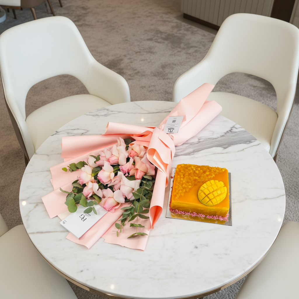 باقة ورد مع كيك رقم.9890