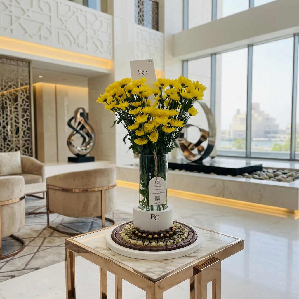 فازة ورد مع شوكولاته رقم.25204