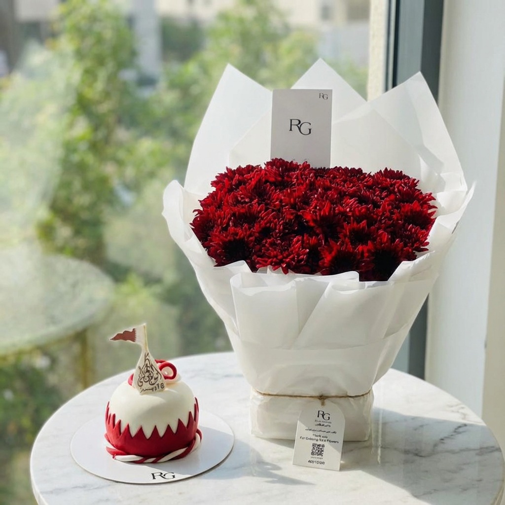 باقة ورد مع كيك فراولة والفانيلا رقم.25326
