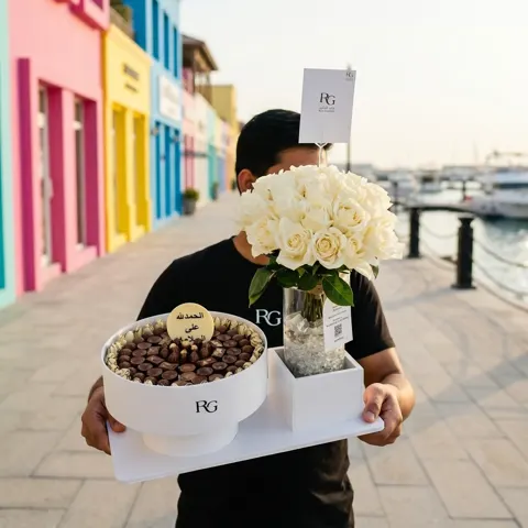 فازة ورد مع شوكولاته رقم.17782