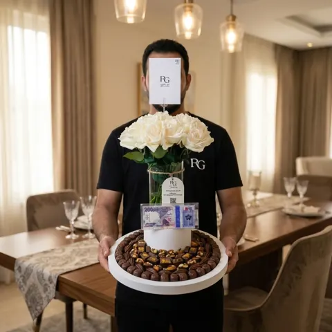 فازة ورد مع فلوس وشوكولاته رقم.19036