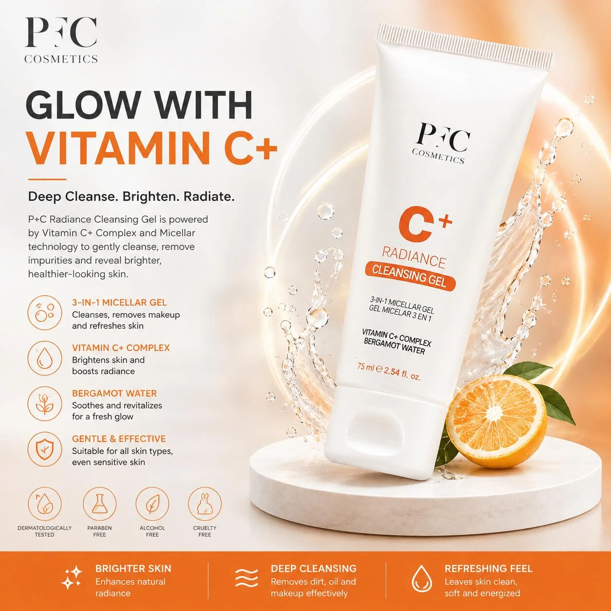جل تنظيف وإشراقة C+ من PFC Cosmetics – 75 مل رقم.16787