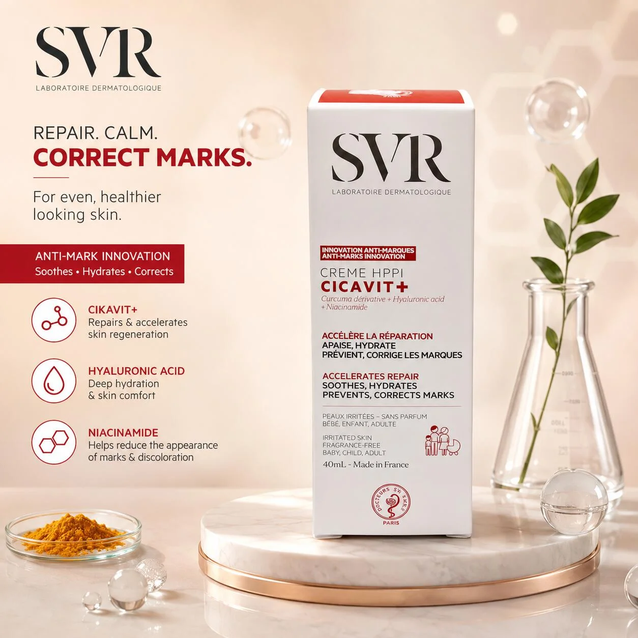 كريم SVR Cicavit+ Crème HPPI لإصلاح البشرة وتقليل آثار العلامات 40 مل رقم.16788