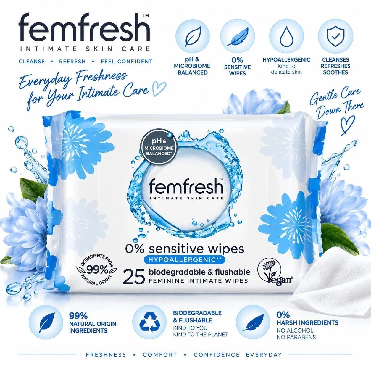 مناديل فيم فريش (Femfresh) النسائية للمناطق الحساسة - 25 منديلًارقم.17422