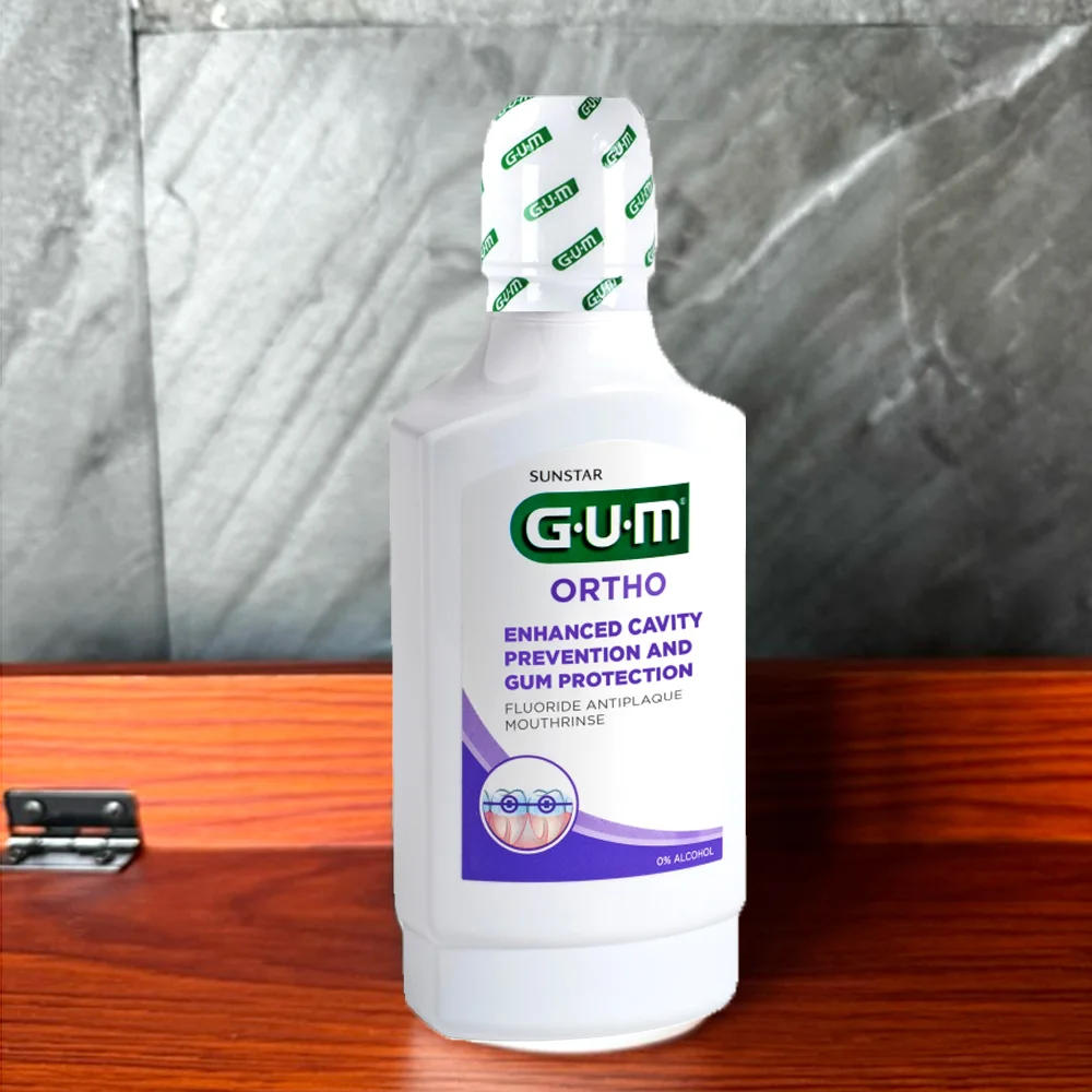 GUM Sunstar Ortho معزز لمنع التسوس وحماية اللثة 300 مل رقم 8745