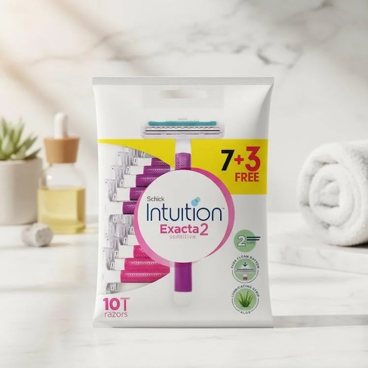 شفرات حلاقة Schick Intuition Exacta 2 Sensitive للبشرة الحساسة (7 + 3 مجاناً) – 10 شفرات