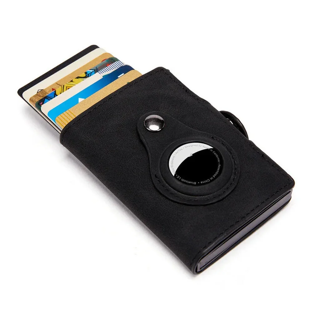 حامل بطاقات RFID من الجلد مع Airtag - أسود رقم.15012