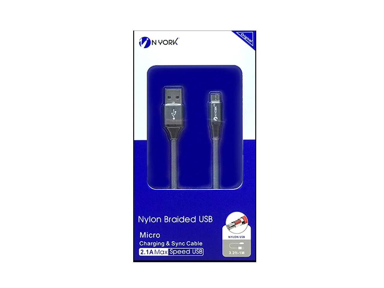 كابل نايلون من نيويورك، من نوع USB إلى مايكرو، بطول 1 متر رقم.24810