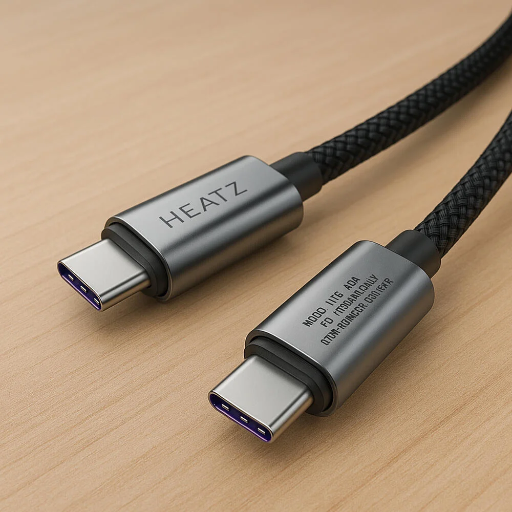 كابل هيتز نايلون مناسب للشحن السريع 6 أمبير، كابل USB-C إلى C بطول 2 متر، رقم ZC57 رقم.19217