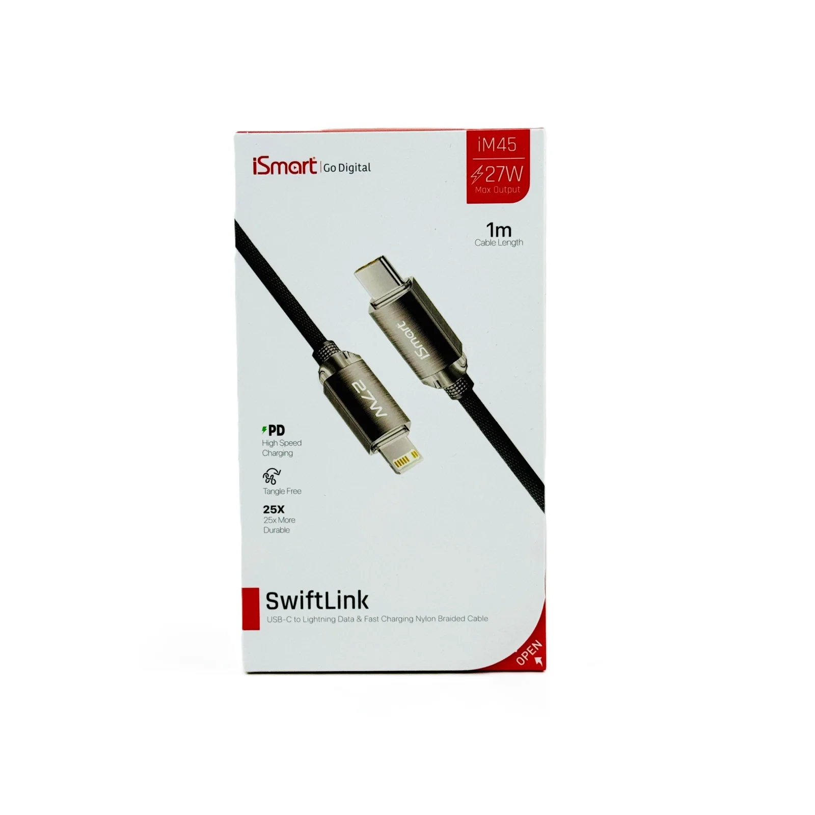 كابل Ismart swiftlink USB-C إلى Lightning للشحن السريع 1 متر 27 واط رقم iM45 رقم.17766