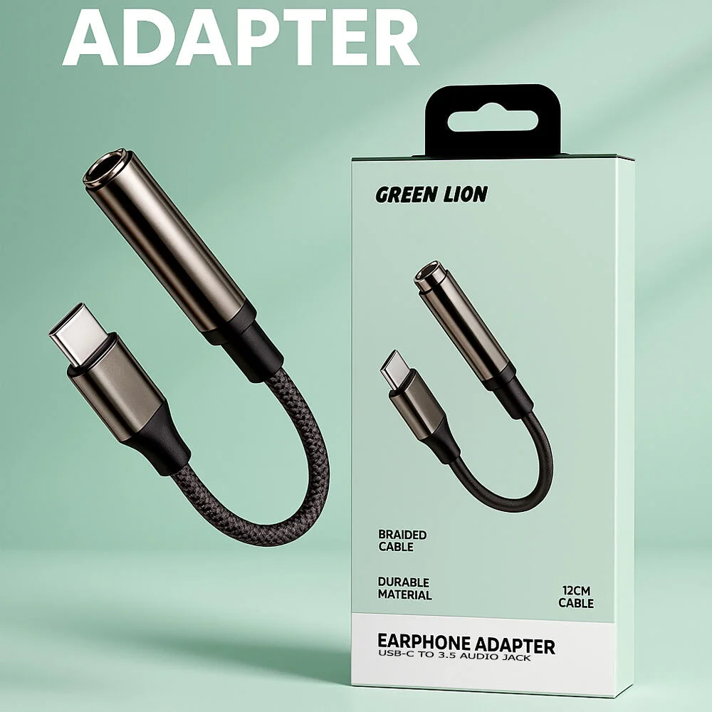 محول سماعة أذن جرين لايون من USB-C إلى مقبس صوت 3.5 بطول 12 سم رقم.18742