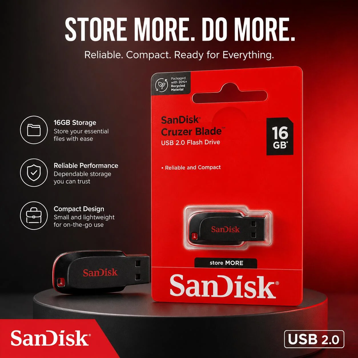 ذاكرة فلاش سانديسك كروزر بليد USB 2.0 – سعة 16 جيجابايت رقم.25330