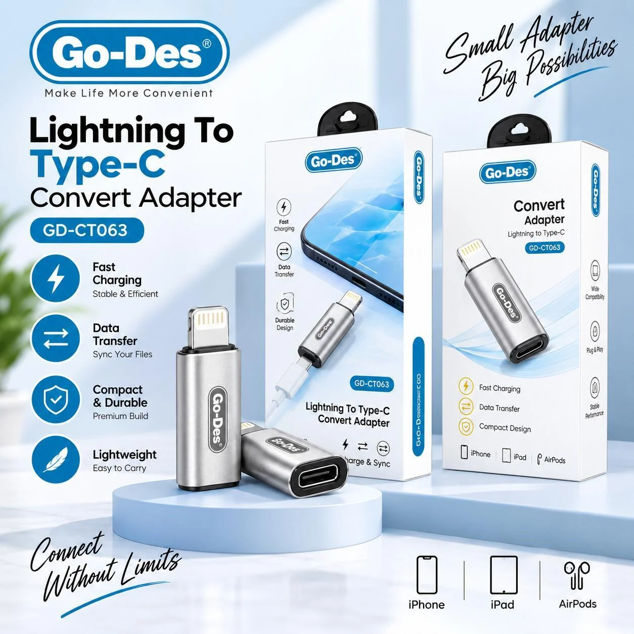 محول Go-Des Lightning إلى Type-C - GD-CT063 رقم.28897