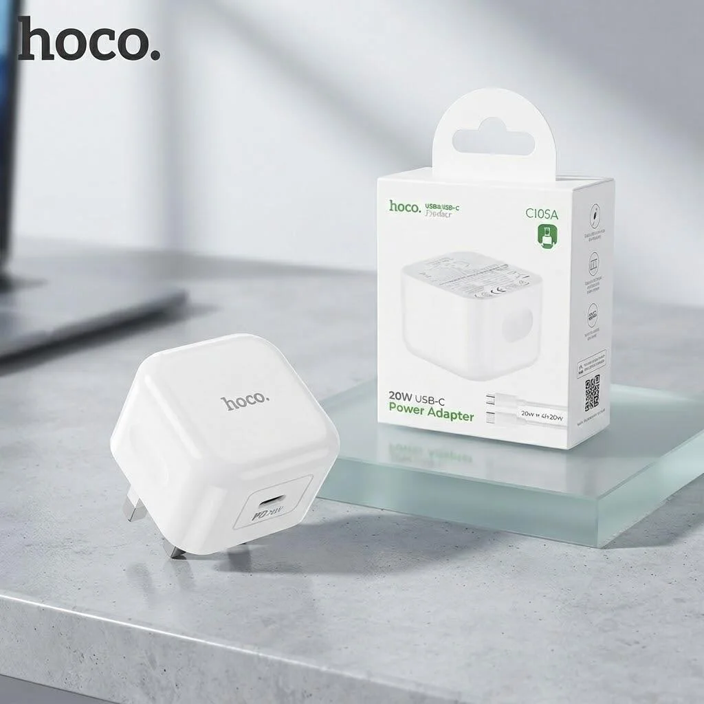 محول طاقة Hoco 20 واط USB-C مع كابل USB-C إلى USB-C بطول 1 متر - C155B رقم.26983