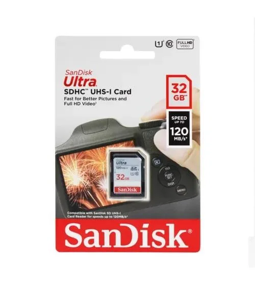 بطاقة ذاكرة SanDisk Ultra SDHC بسعة 32 جيجابايت (120 ميجابايت) رقم.15170