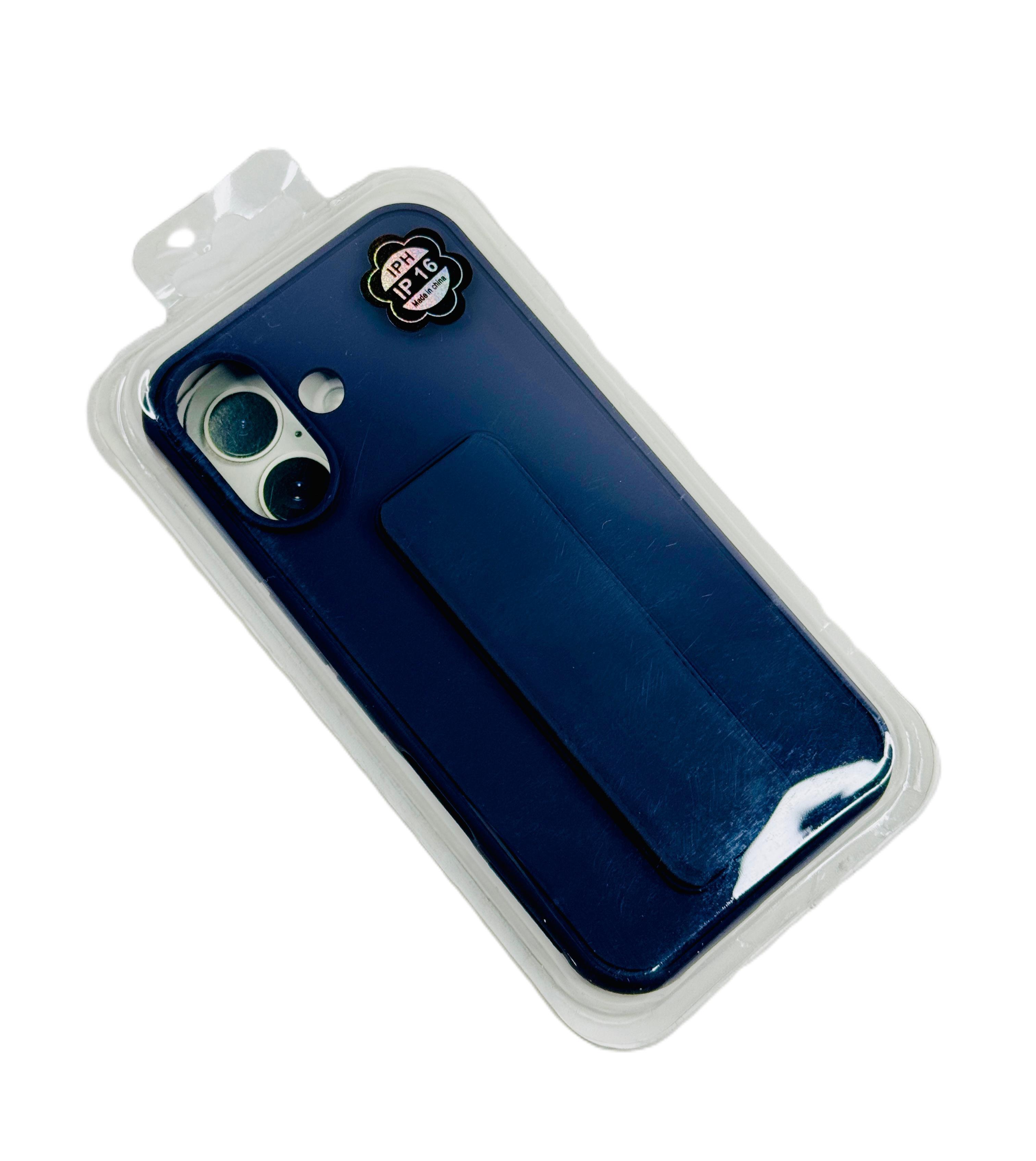 جراب مطاطي سيليكون بمقبض يد لهاتف iPhone 16 (أزرق) رقم.16666