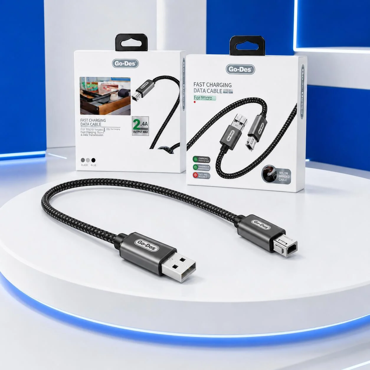 كابل طابعة Go-Des USB 2.0 من النوع A إلى ذكر-ذكر بطول 2 متر - GD-HM836 رقم.27506