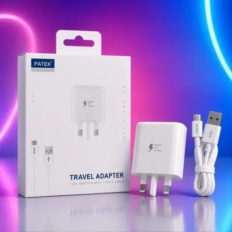 محول سفر سريع الشحن PATEK مع كابل Micro-USB موديل P-777 رقم.29341