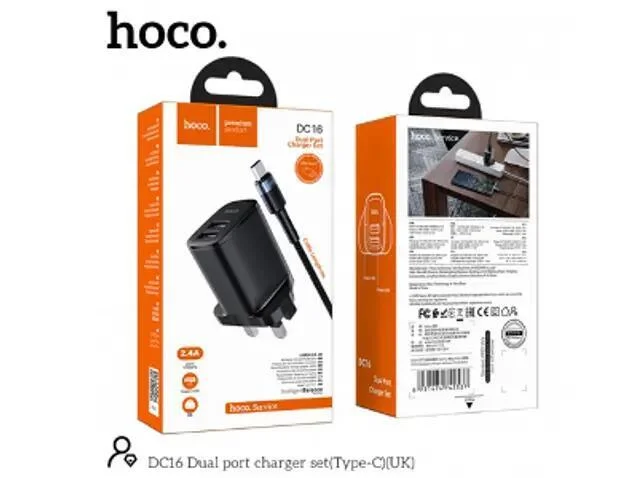 مجموعة شاحن USB من النوع C ثنائي المنافذ DC16 من هوكو رقم.9513E
