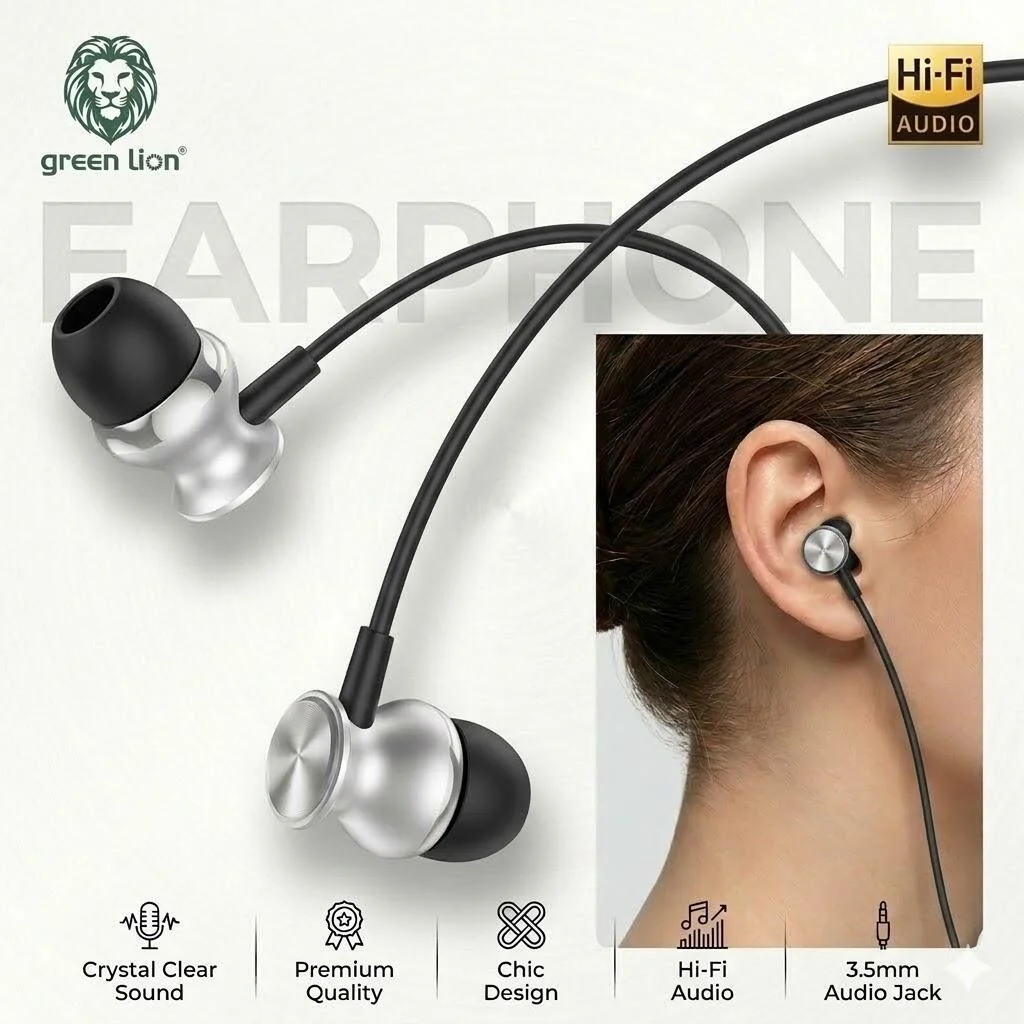 سماعات Green Lion Metal Hi-Fi – سماعات سلكية معدنية (اسود) رقم.23291