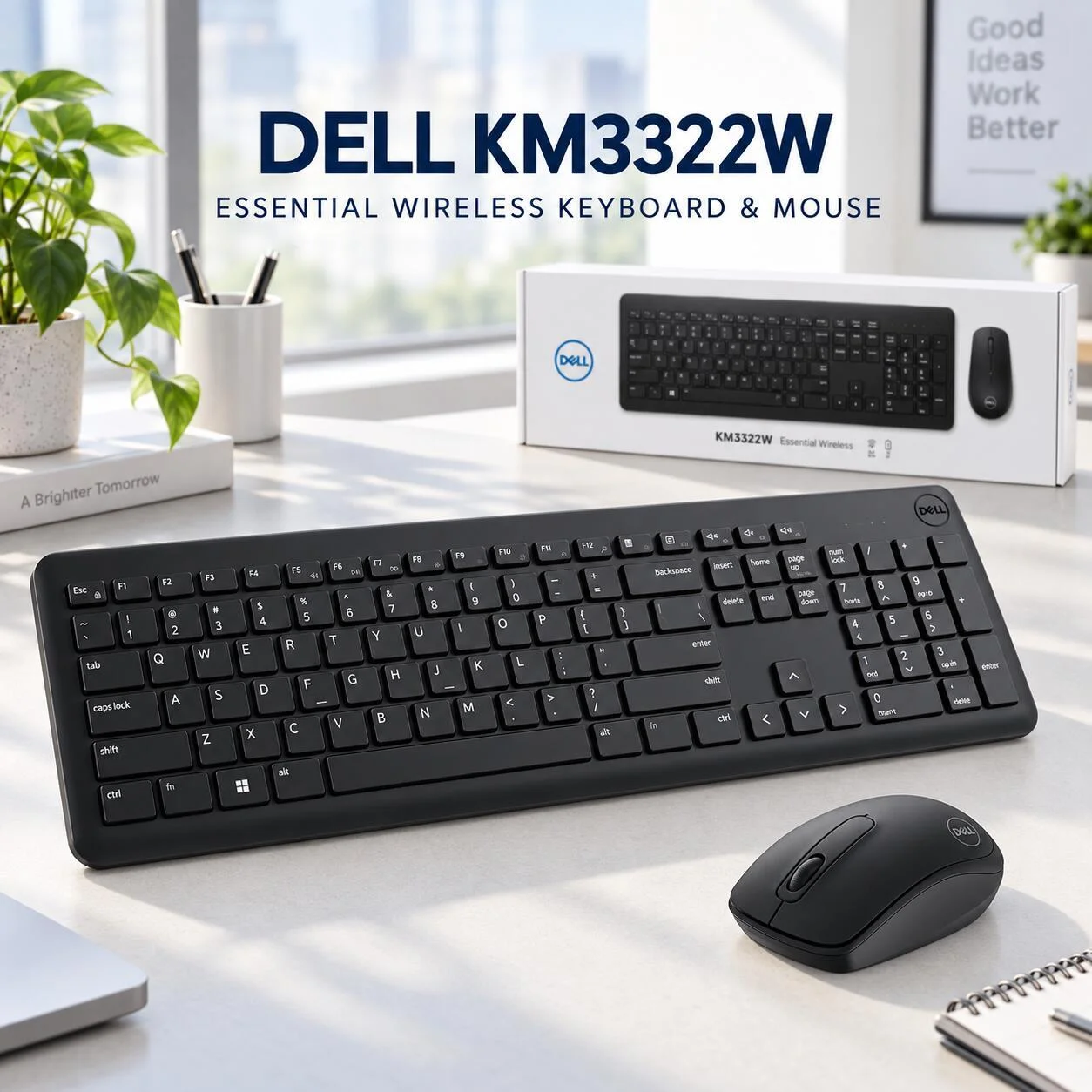 لوحة مفاتيح وماوس لاسلكيان من ديل KM3322W رقم.29627
