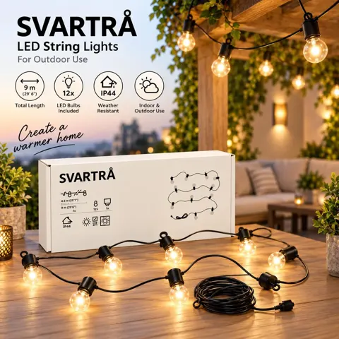 أضواء سلسلة إضاءة LED سوارترا (SVARTRÅ) رقم.33414