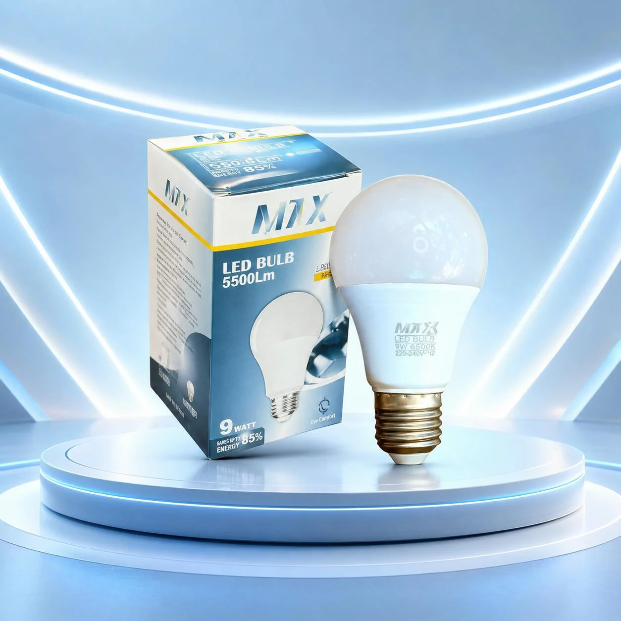 مصباح LED ماكس 850 لومن، 3000 كلفن أبيض بارد، قاعدة E27، 9 واط - M-B1110 رقم.27918