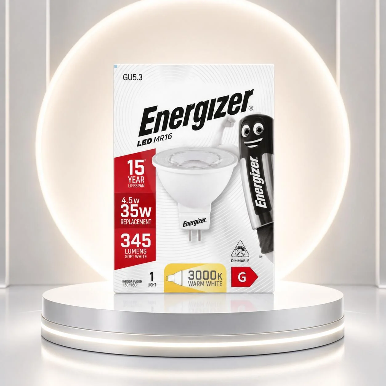 إنرجايزر LED GU 5.3 MR16 3000k أبيض دافئ رقم.27894