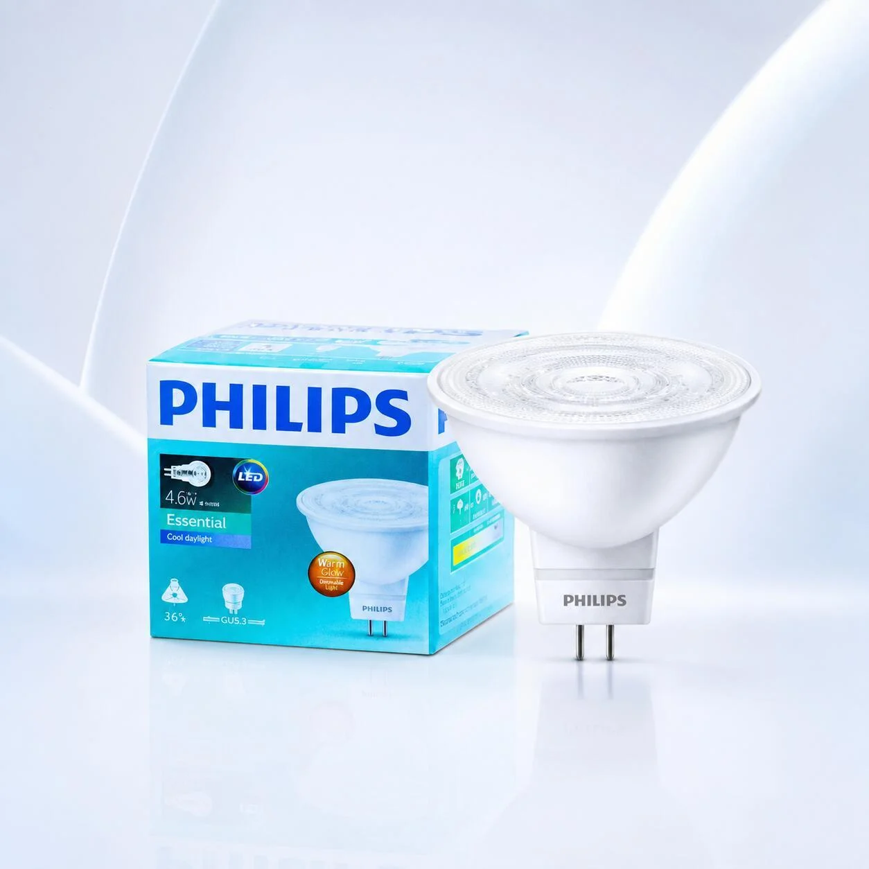 فيليبس، 4.5 واط، كشاف LED أساسي، ضوء نهاري بارد MR16 GU5.3، دافئ رقم.27868