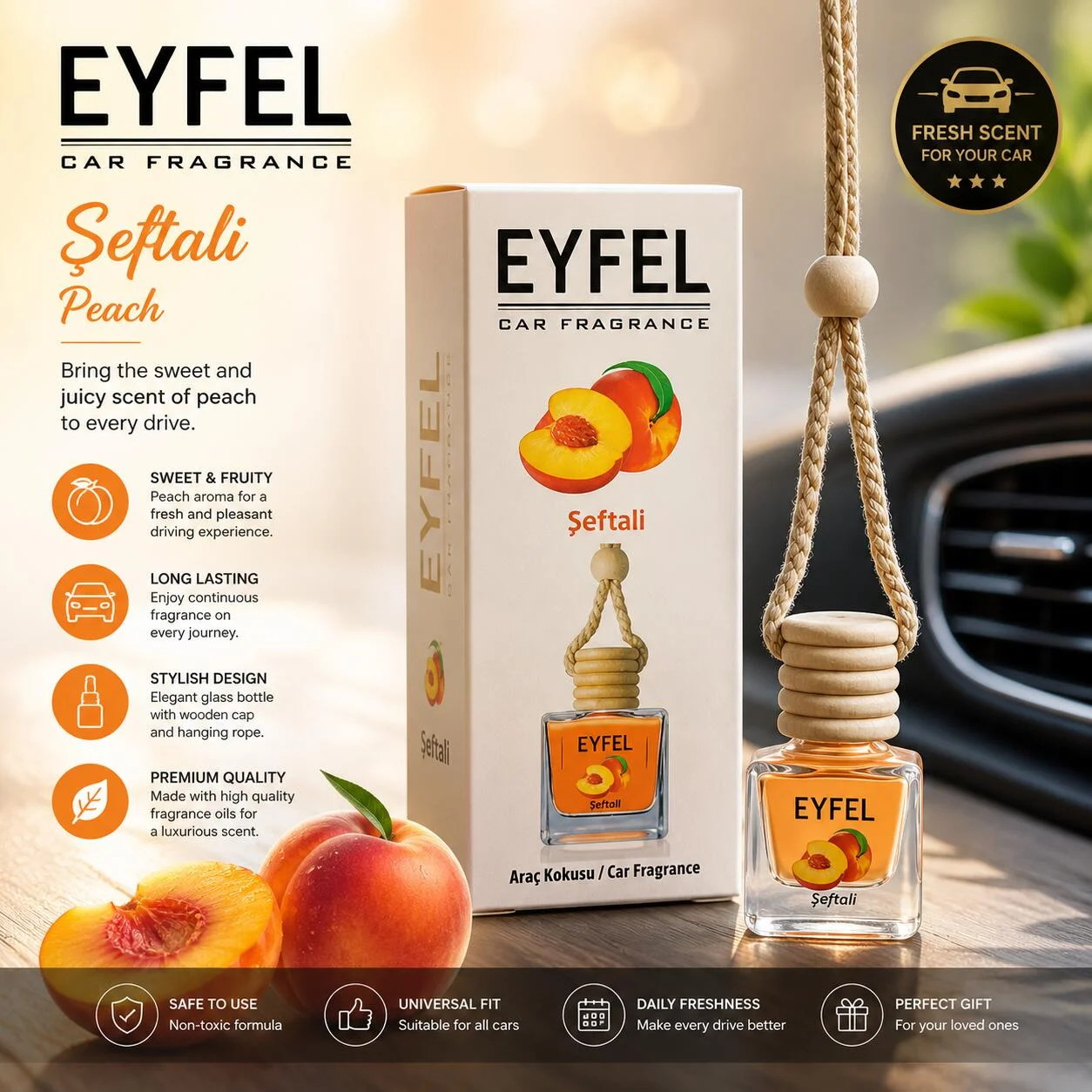 معطر سيارة إيفيل – برائحة الخوخ (Şeftali) رقم.25468