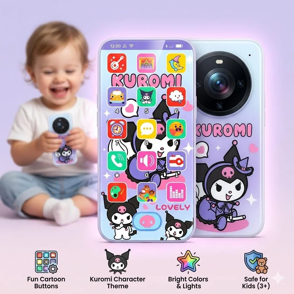 هاتف لعبة Kuromi للأطفال مع إضاءة وصوت رقم.23435