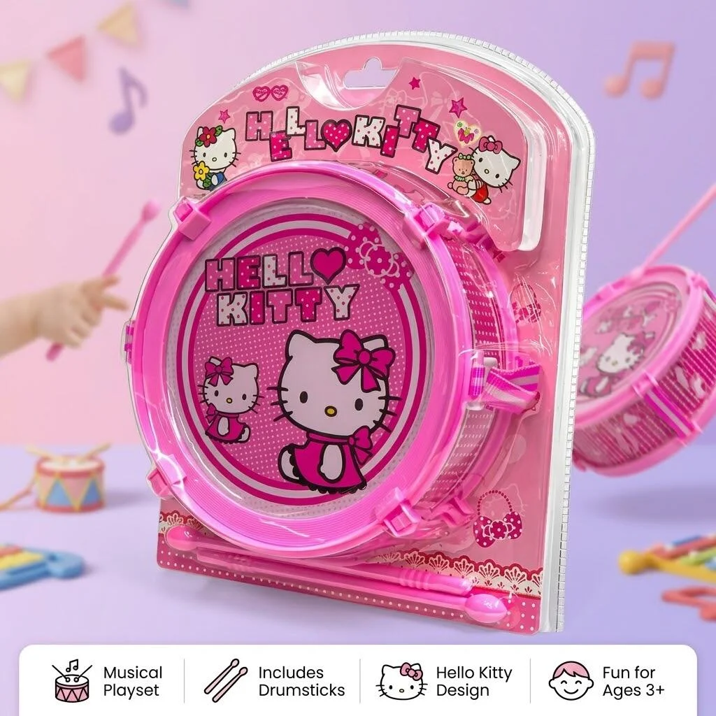 طبل Hello Kitty للأطفال مع عصي الطبل – لعبة موسيقية رقم.23416