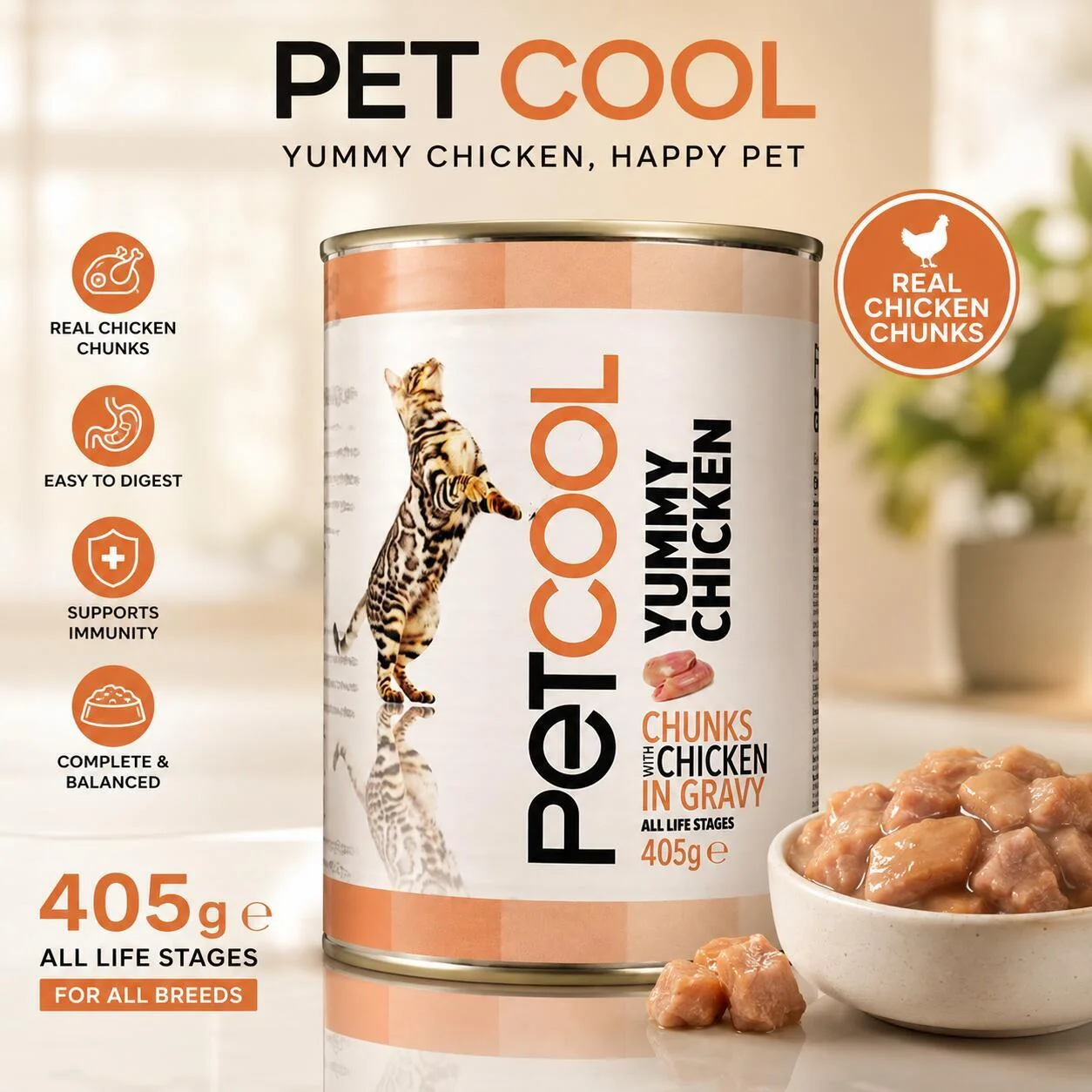 بيت كول طعام القطط – قطع الدجاج في المرق 405 جم رقم.25291