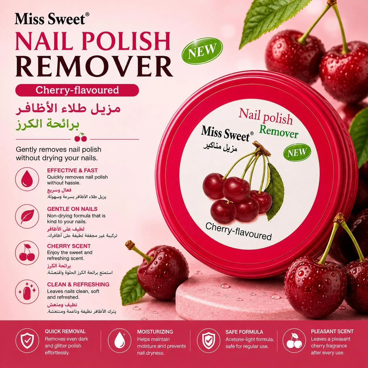 ميس سويت مزيل طلاء الأظافر برائحة الكرز رقم.26558