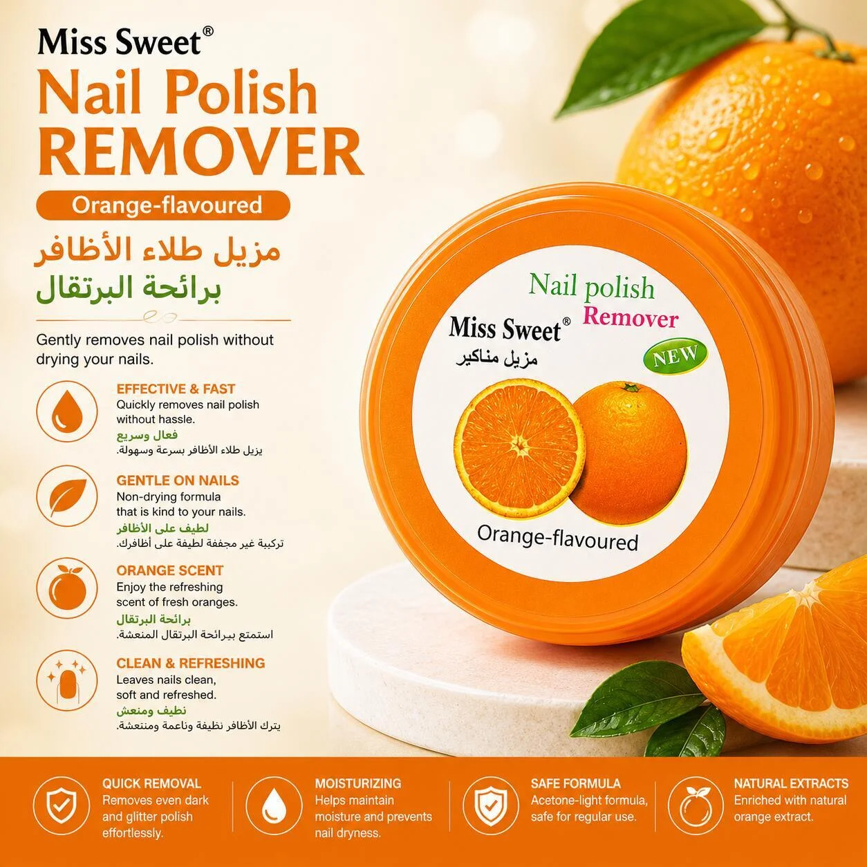 ميس سويت مزيل طلاء الأظافر برائحة البرتقال رقم.26556