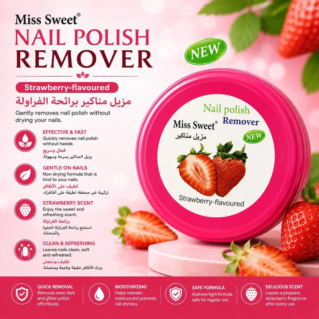 ميس سويت مزيل طلاء الأظافر برائحة الفراولة رقم.26554