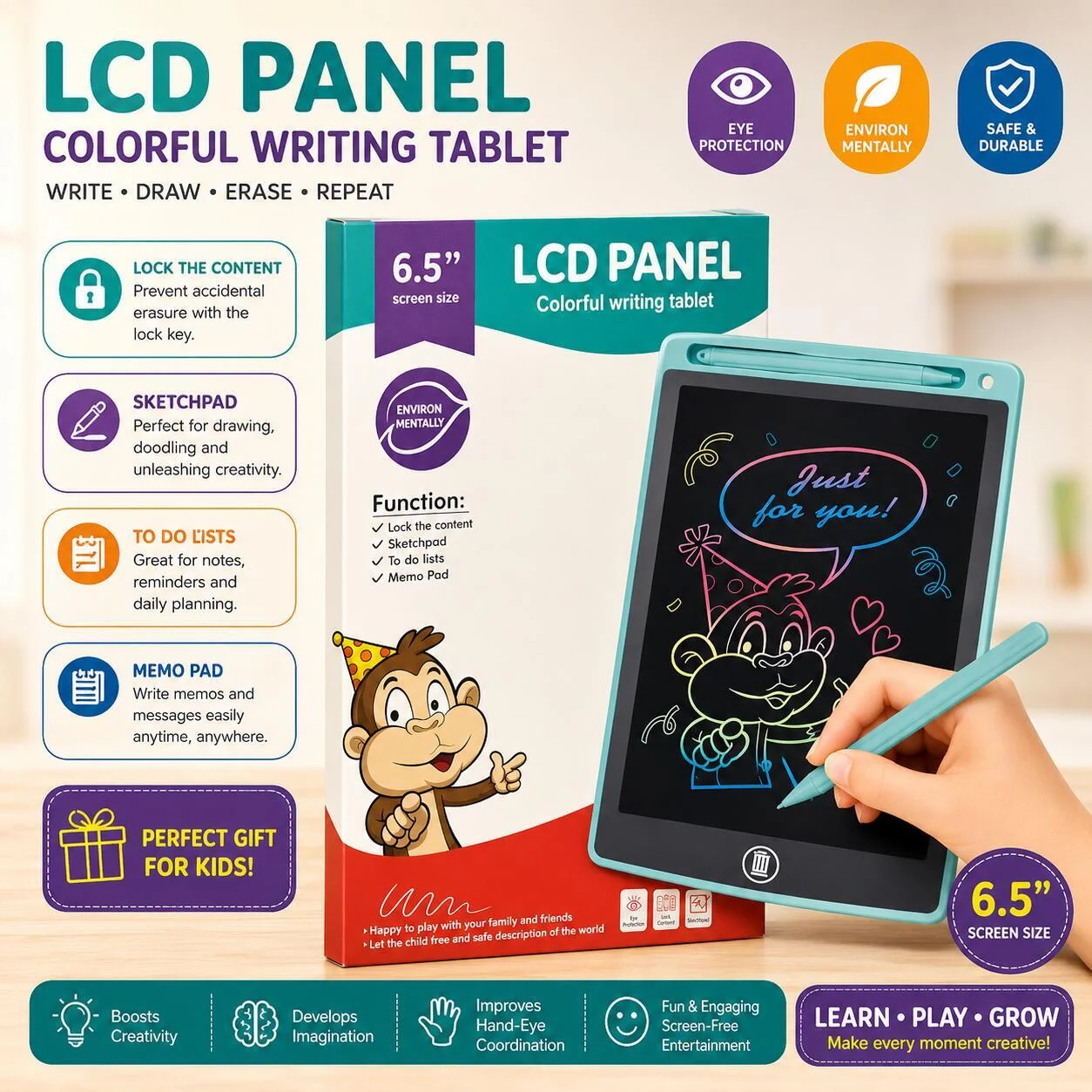 لوح كتابة LCD ملون – مقاس 6.5 بوصة رقم.26114