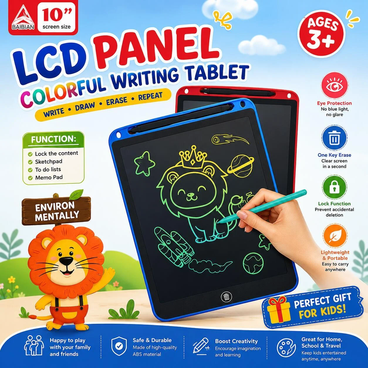 لوح كتابة ورسم LCD ملون – 10 بوصة BB1002C رقم.26082