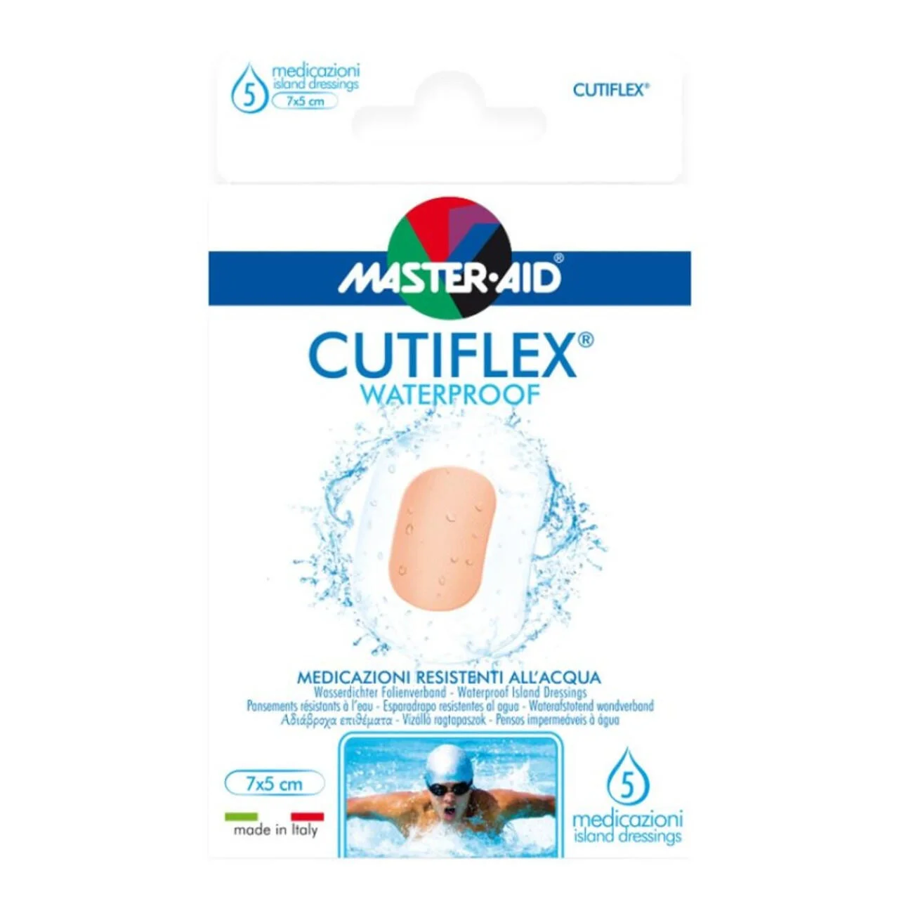 ضمادات مقاومة للماء من Master-Aid® Cutiflex® مقاس 7x5 سم، 5 قطع رقم.14577